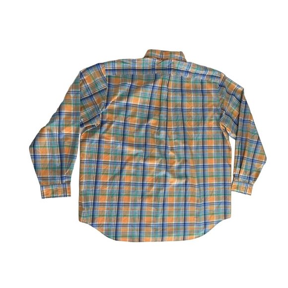RALPH LAUREN Button Down Plaid Shirt Orange Blue Stretch Fit Long Sleeve Sz 1XB - Picture 5 of 5